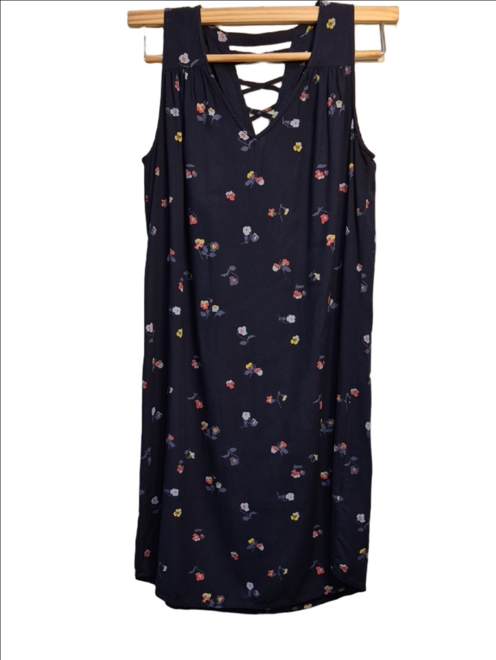🌟 2 For $ 15🌟 Navy Floral Lace-Up Sleeveless Dress